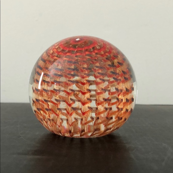 HANDBLOWN PAPERWEIGHT PERSIMMON/GOLD METALLIC - Picture 7 of 11